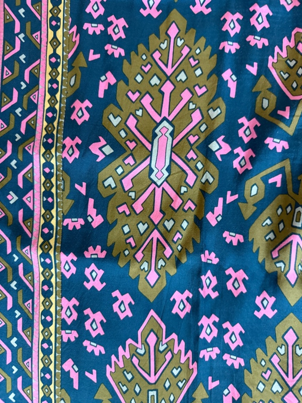 Boden Wide-Leg Printed Maxi Pants in Teal, Olive & Pink; size 10; - Picture 6 of 8